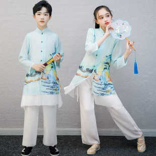 儿童汉服男童国学服中小学生功夫扇服三字经古筝诗歌朗诵演出服装