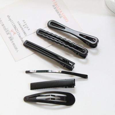 黑色一字边夹金属刘海饰品发卡子