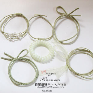 小清新森系糖果色电话线发圈橡皮筋头绳混合6根装组合简约头饰品