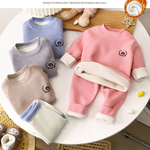 0-9岁儿童保暖内衣加绒套装秋冬男女童宝宝加厚睡衣女童童装