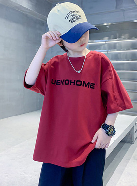 2024宽松短袖夏季体恤薄纯棉儿童男童中大童白色半袖Tt新款夏装恤