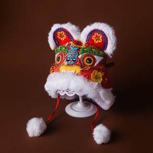 龙年男女宝宝虎头帽有婴儿拜年帽子过年新年外出防风2024红色中式