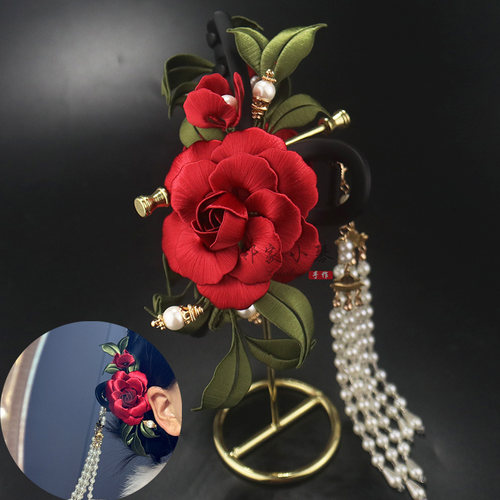 手工抓夹牡丹花缠花扶摇材料包