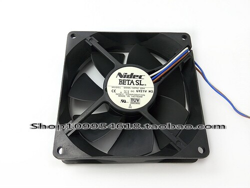 全新Nidec风扇9CM 9025 12V 0.10A D09E-12PM 05A三线静音双滚珠