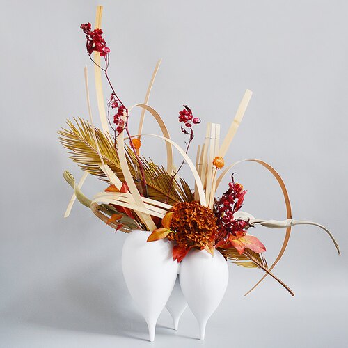 现代轻奢花艺套装洽谈区桌面花瓶家居陶瓷摆件软装饰品玄关插花器
