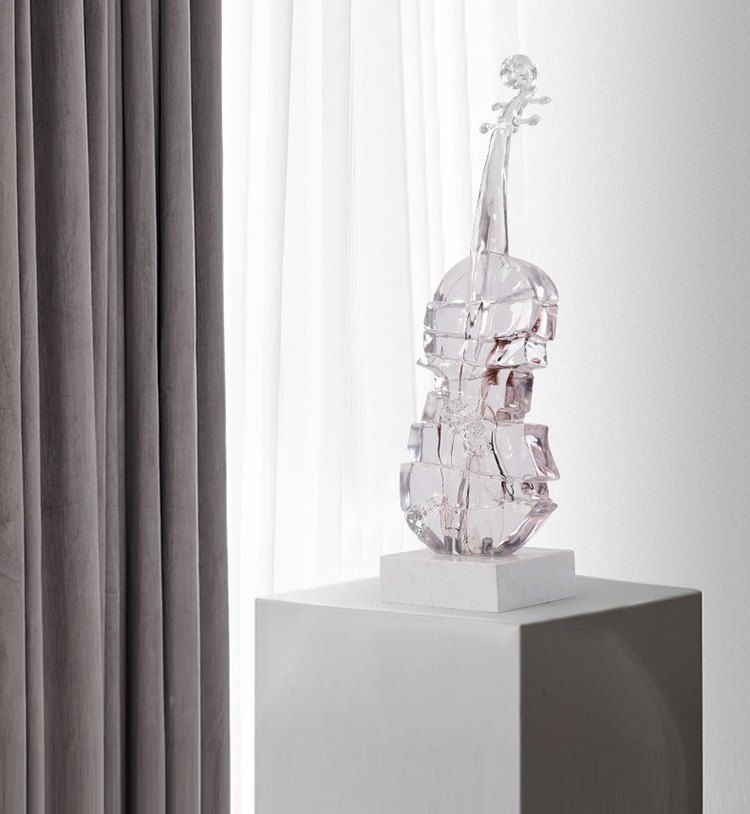 简约小提琴雕塑摆件落地艺术品酒店会所音乐餐吧样板房现代装饰品