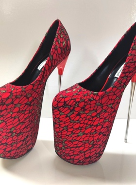 超高跟22cm伪娘大码高跟鞋男用女装大佬单鞋防水台cd变装浅口婚鞋