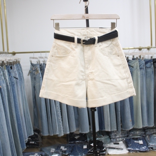 艾拿85363百搭卷边阔腿休闲牛仔短裤2024年夏季新款女装显瘦热裤
