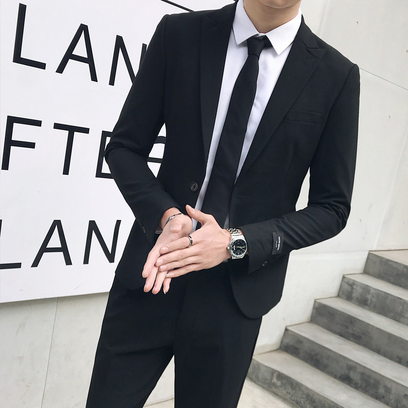 KOREAN VERSION SUIT SUIT MENS BUSINESS CASUAL HANDSOME SLIM FORMAL WEAR WEDDING BRITISH RUFFIAN HANDSOME HIGH-END SUIT MEN