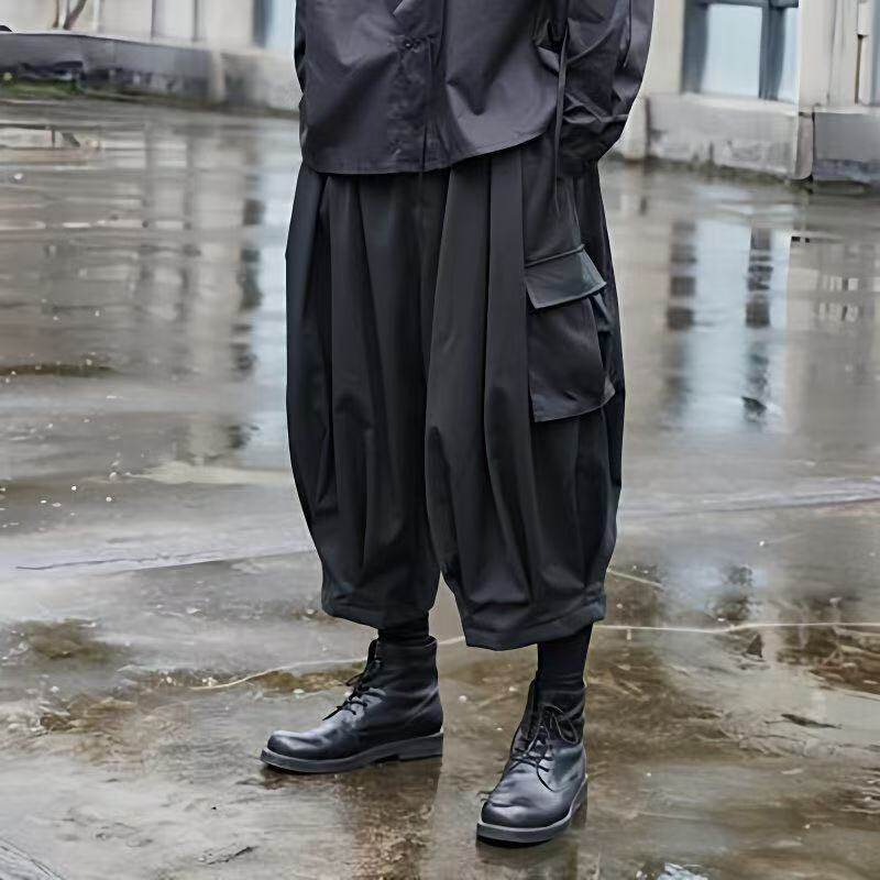 夏季新款设计暗黑日系工装多袋宽松阔腿直筒裤山本耀司风格男女款