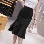 显瘦春秋潮 高腰遮肉弹性半身裙包臀裙修身 2024新款 夏天鱼尾裙时尚