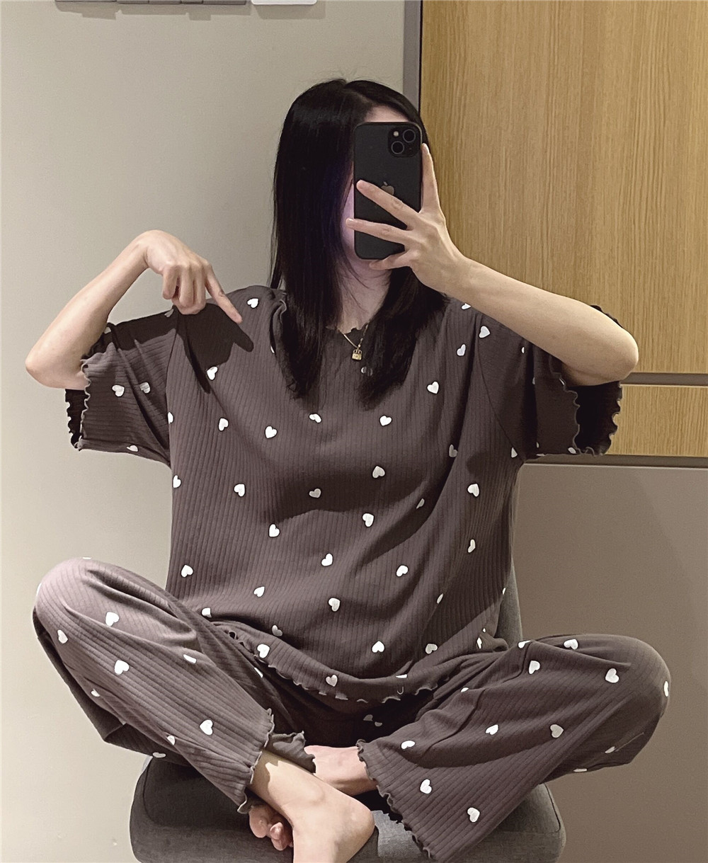 短袖睡衣女春夏200斤长裤套装