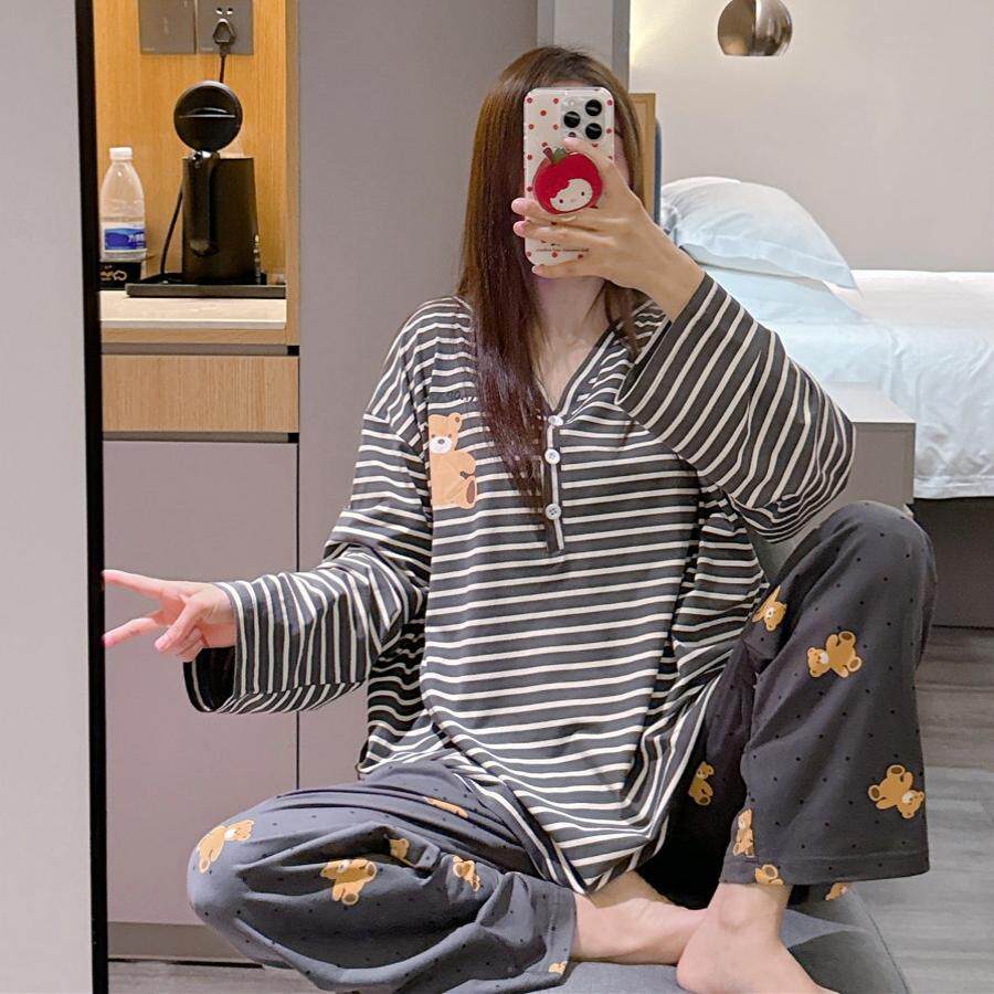 长袖情侣睡衣春秋薄款纯棉显瘦条纹可爱小熊家居服大码200斤套装,女士内衣/男士内衣/家居服,睡衣/家居服套装,淘宝优惠券,粉丝福利购,淘宝优惠卷