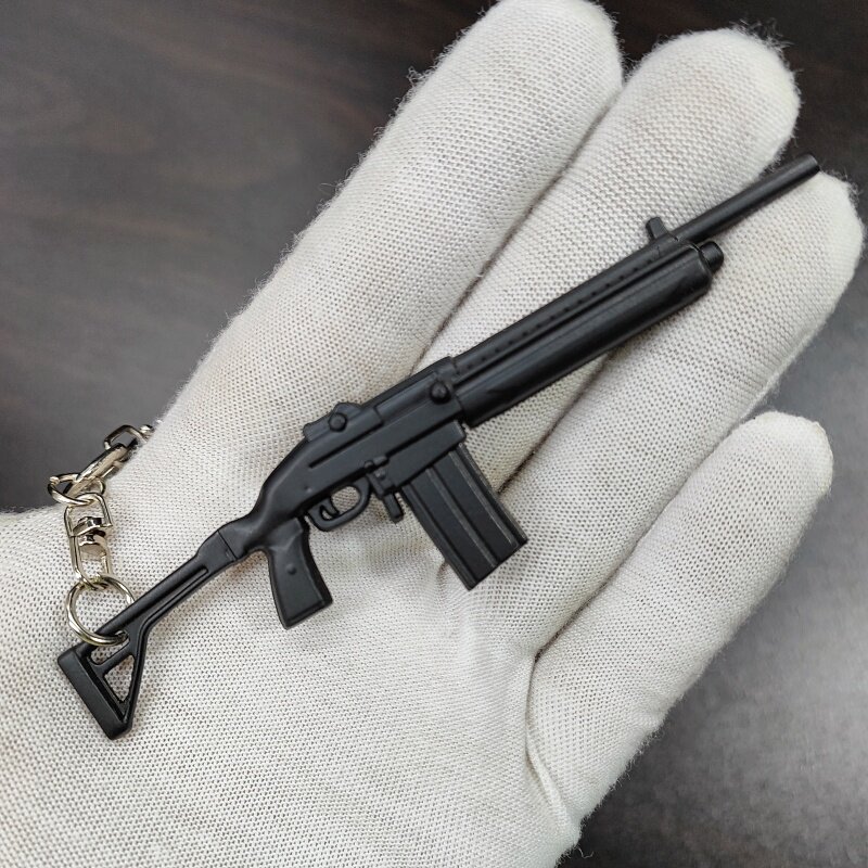 12cm迷你97-2式防爆枪九七杠二兵人武器枪模型锌合金钥匙链扣挂件