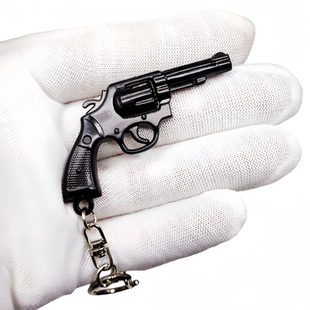 港史密斯威森M10钥匙链扣挂件迷你手枪1:4合金模型6cm点三八左轮