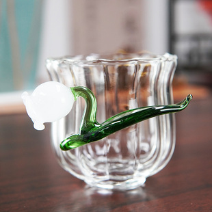 高颜值花瓣手工铃兰花主人杯子咖啡杯红茶杯玻璃耐高温品茗杯茶具