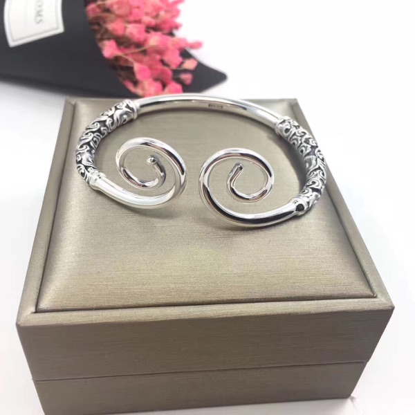 999祥云紧箍咒足银手镯 男女情侣款爱你一万年复古开口纯银镯子