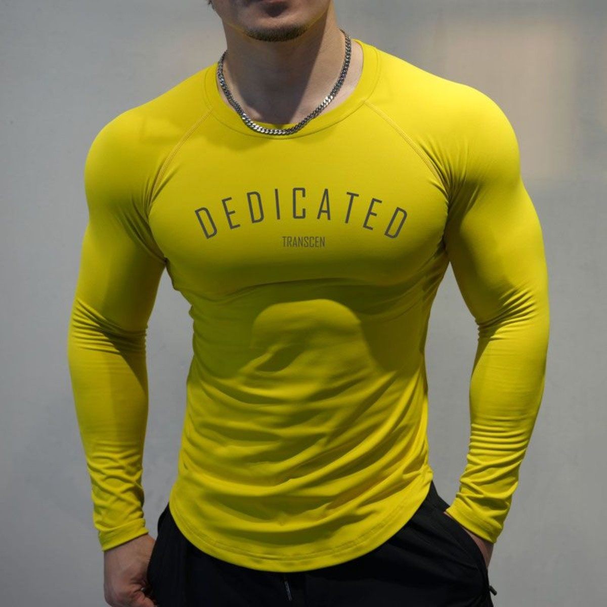 春秋冬新款健身服男长袖跑步修身高弹力速干运动上衣透气打底上衣