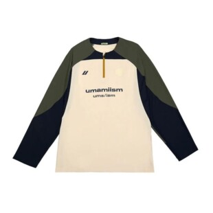 春秋潮流时尚百搭帅气男装打底衫骑行长袖半拉链训练服球衣T恤