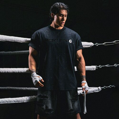 细闪圆领印花潮牌运动休闲T恤男夏季美式宽松半袖训练stk短袖