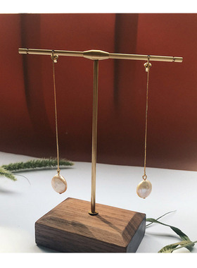 耳环 高级感 巴洛克纽扣珍珠耳线 美国纯银纽扣珍珠耳环 独立原创