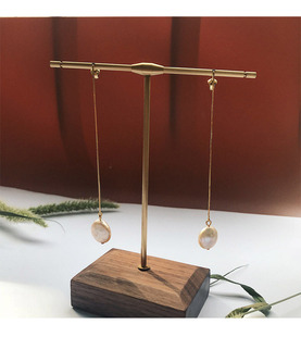 耳环 高级感 巴洛克纽扣珍珠耳线 美国纯银纽扣珍珠耳环 独立原创