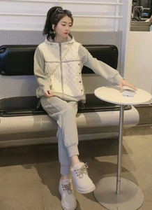 欧货卫衣拼接羽绒棉服女2023秋冬新款时尚连帽抽绳短款宽松薄外套