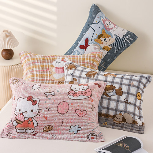 100%棉纯棉纱布枕巾一对装简约全棉柔软成人枕头巾吸汗透气盖巾