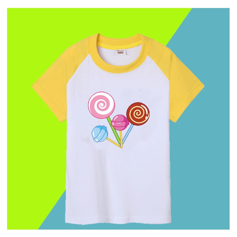 卡通棒棒糖春夏款男女2026儿童学生短袖纯棉圆领宽松T恤上衣潮
