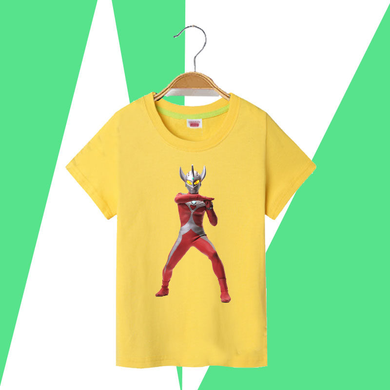 儿童纯棉短袖t恤男童夏季圆领 泰罗女印花半袖女孩百搭打底衫