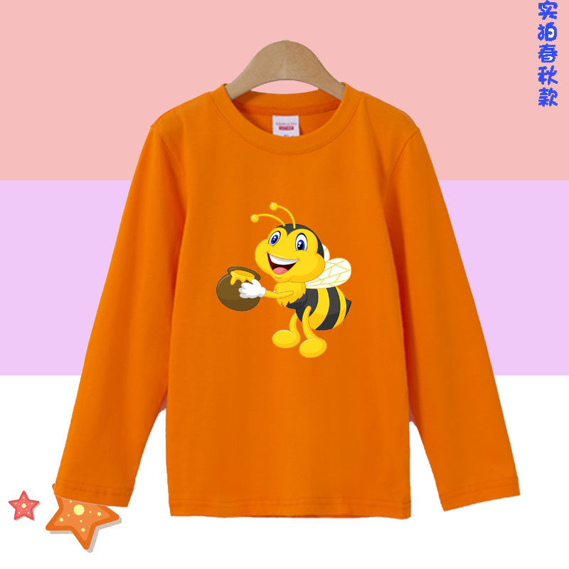 男女童 长袖T恤 春秋季新款儿童 打底衫 蜜蜂衣服 上衣棉t