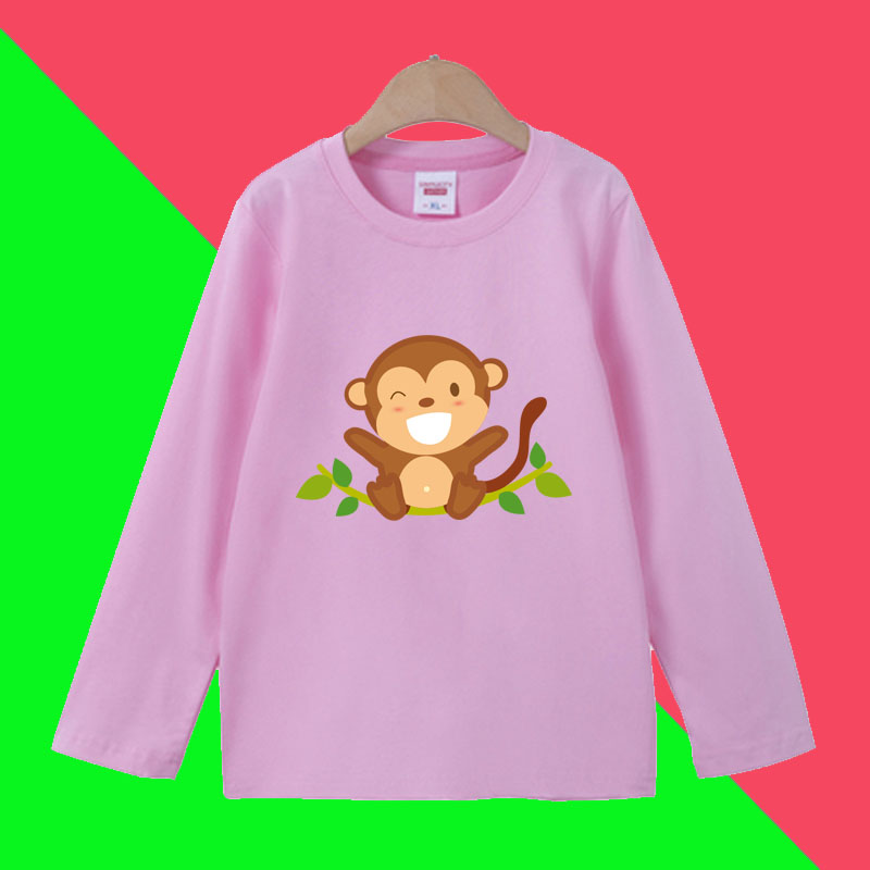 春秋儿童长袖T恤学生男女童可爱打底衫猴子衣服属猴衣服