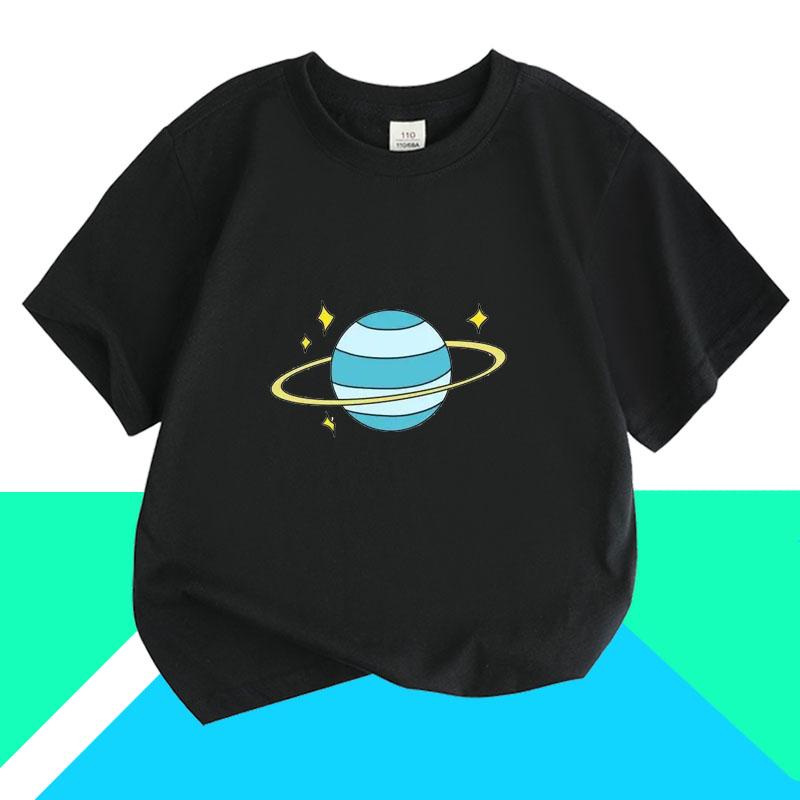 纯棉太阳系八大行星航天太空宇宙望远镜短袖T恤2026衣服有儿童装