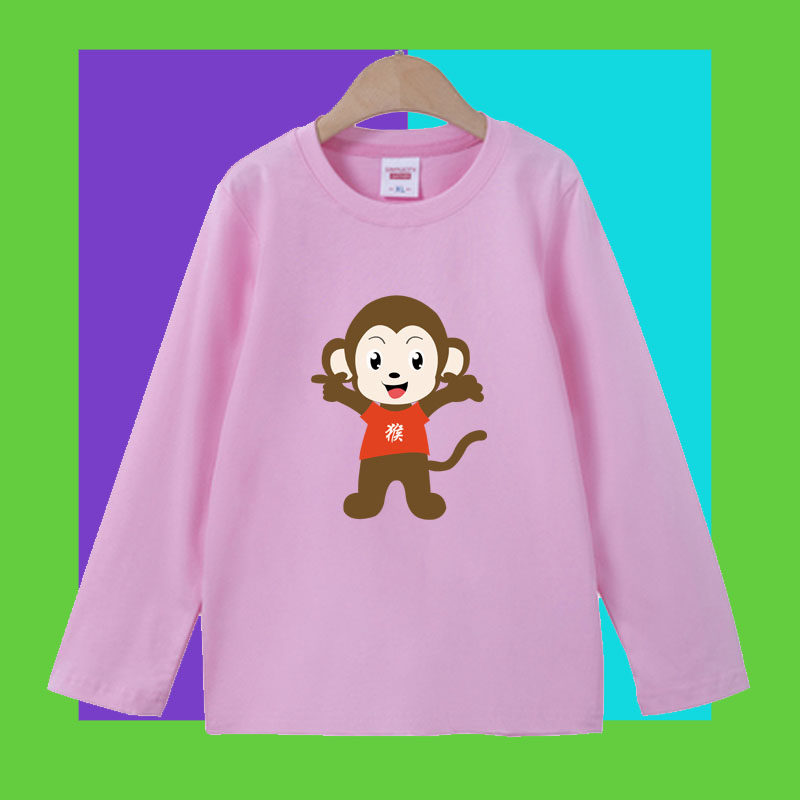 女童 学生春秋款2026猴子男童卡通大象小女孩长袖上衣儿童衣服