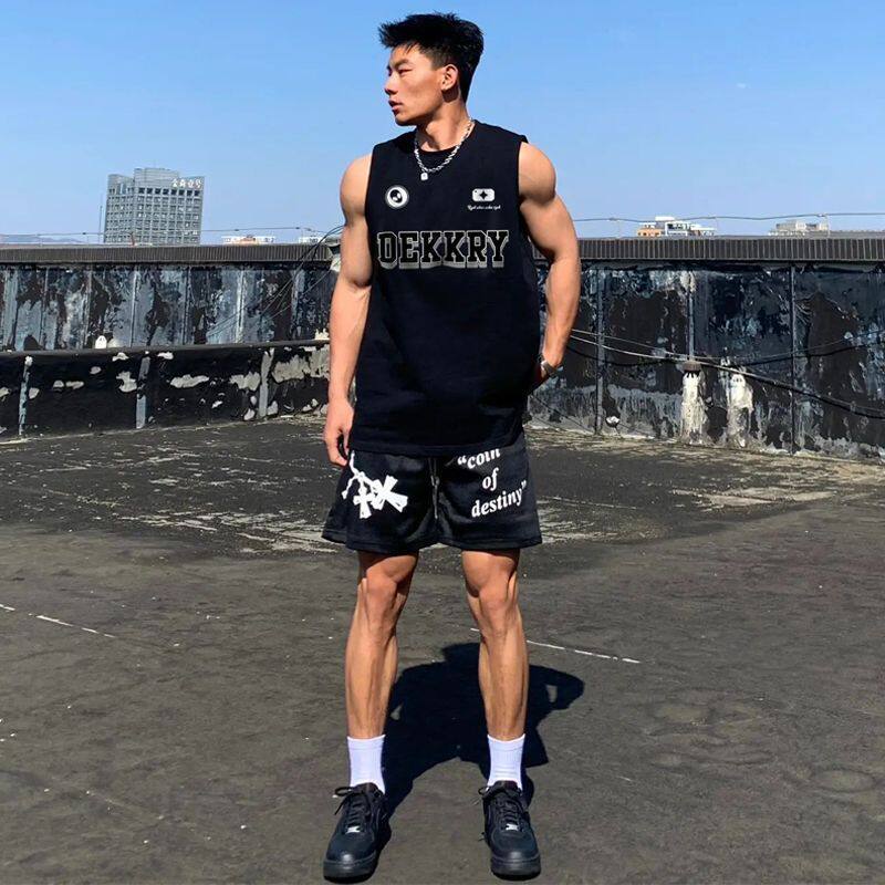 美式街头嘻哈字母印花篮球运动背背心