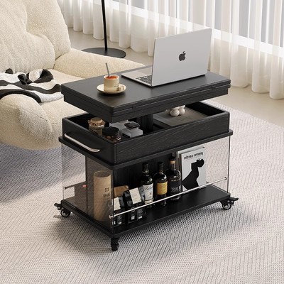 现代简约可升降茶几客厅沙发边柜可折叠家用小户型移动推车多功能