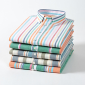 100棉牛津纺长袖 彩条纹衬衣 中青年商务休闲纯棉薄款 衬衫 男春秋季