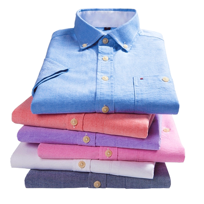 牛津纺韩版修身商务休闲短袖衬衫