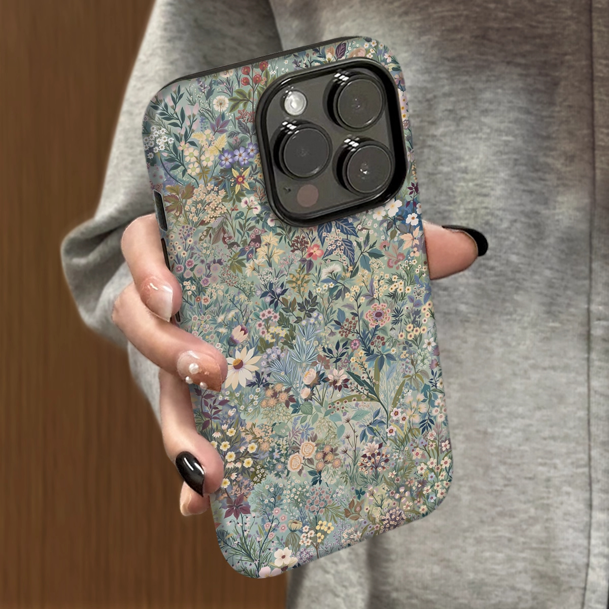 满屏花朵适用苹果17promax手机壳iPhone16菲林二合一15新款12pro创意14情侣11plus小众女全包x防摔13菲林硬壳