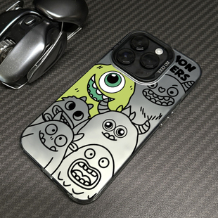 趣味搞怪大眼仔怪兽适用于iPhone苹果15promax手机壳12新款卡通14/13/17女16pro情侣8plus磨砂xs防摔镭射硬壳