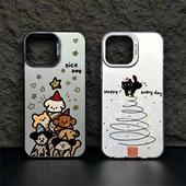 美拉德小狗适用苹果15promax手机壳新款 17圣诞风14卡通12防摔13镭射xr情侣秋冬xs高级感plus少女心iPhone硬壳