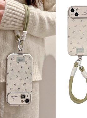 简约白色花朵适用苹果16promax手机壳iPhone14贴皮大视窗13新款女款12卡通情侣15pro高级闺蜜pro全包防摔软壳