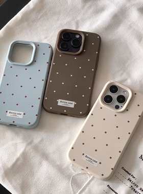 ins简约波点适用苹果16手机壳iphone15新款pro高级创意max卡通13情侣12小众14女Pro网红xr全包17硅胶防摔软壳
