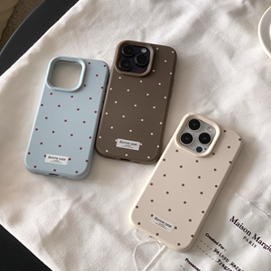 ins简约波点适用苹果16手机壳iphone15新款pro高级创意max卡通13情侣12小众14女Pro网红xr全包17硅胶防摔软壳