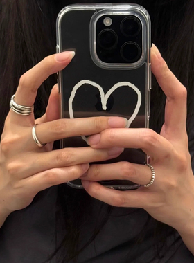 ins简约白色爱心适用苹果16promax手机壳15小众14新款12透明13plus创意17简约情侣11女iPhone14可爱防摔x软壳
