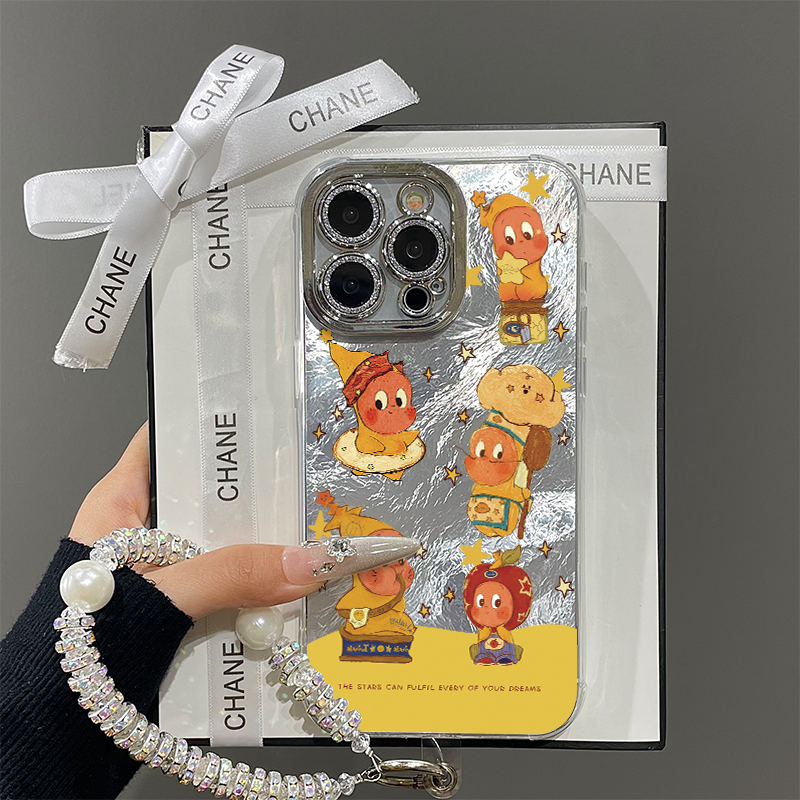 可爱卡通星星小人适用苹果16promax手机壳iPhone15带镜头膜13新款12情侣创意xs小众11女plus14全包xs防摔硬壳