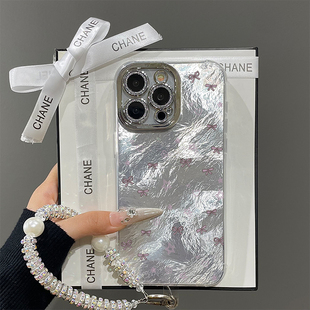简约高级星星蝴蝶结适用苹果16promax手机壳iPhone15冰川新款13带镜头膜12羽纱xs女17挂绳plus14全包防摔硬壳