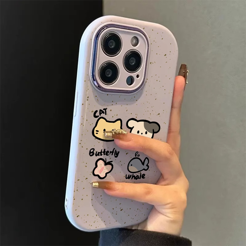 可爱动物头像适用苹果16手机壳iphone15新款pro高级创意max防摔13情侣12小众14女Pro网红x电镀框11硅胶防摔壳
