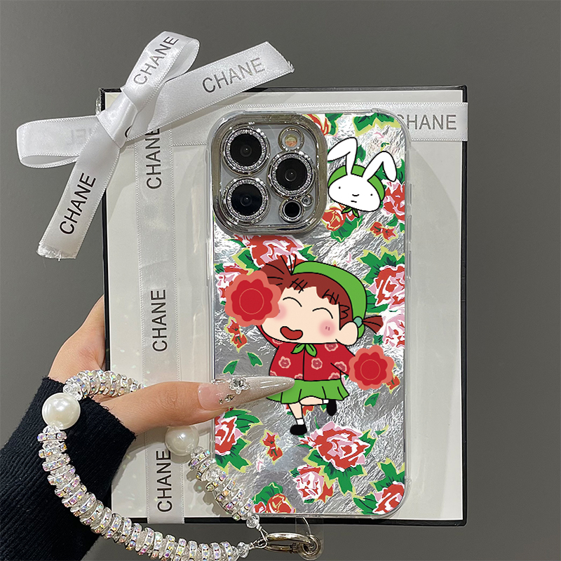 2025东北大花妮妮适用苹果16promax手机壳iPhone15带镜头膜13冰川新款12羽纱pro小新女11情侣plus14防摔x硬壳