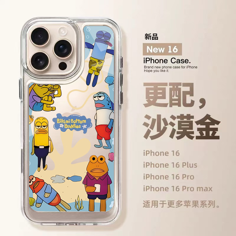 海绵宝宝小丑鱼适用苹果16promax手机壳iPhone15透明12新款11卡通pro小众情侣13少女plus小众网红xs太空7硬壳